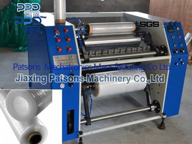 Coreless stretch film rewinding machine